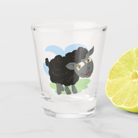 Zwarte schapen shot glas (Voorkant)
