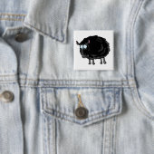 Zwarte schapen vierkante button 5,1 cm (In situ)