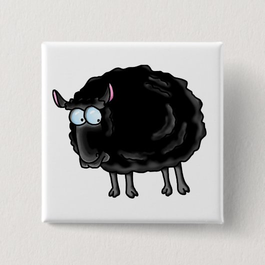 Zwarte schapen vierkante button 5,1 cm (Voorkant)