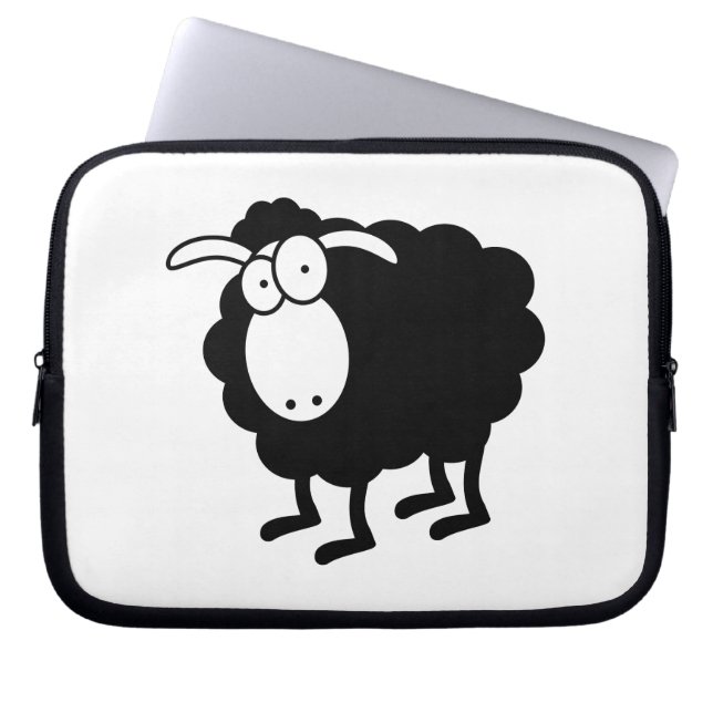 Zwarte Schapen Zak Laptop Sleeve (Voorkant)