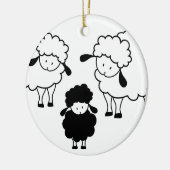 Zwarte schapenfamilie keramisch ornament (Links)