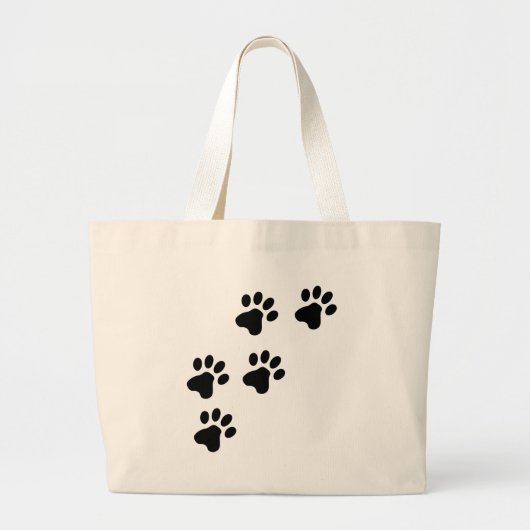 zwarte schattige hondenpootjes grote tote bag (Voorkant)