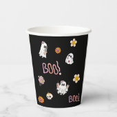 Zwarte schattige spookachtige geest Halloween Part Papieren Bekers (Achterkant)