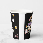 Zwarte schattige spookachtige geest Halloween Part Papieren Bekers (Rechts)