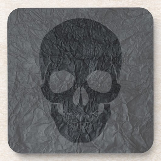 Zwarte schedel bier onderzetter (Voorkant)