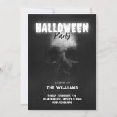 Zwarte schedel bot hoofd halloween kaart (Voorkant)