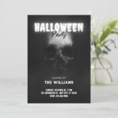 Zwarte schedel bot hoofd halloween kaart (Staand voorkant)