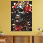 Zwarte schedel canvas afdruk (Insitu (Woonkamer))