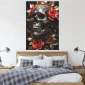 Zwarte schedel canvas afdruk (Insitu (Slaapkamer))