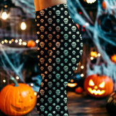 Zwarte schedel en bloemen Bloemen Halloween Leggings