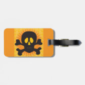 Zwarte schedel en kruisbeenderen bagagelabel (Achterkant horizontaal)