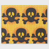 Zwarte schedel en kruisbeenderen cadeaupapier (Vlak)