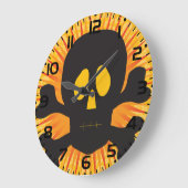 Zwarte schedel en kruisbeenderen grote klok (Hoek)