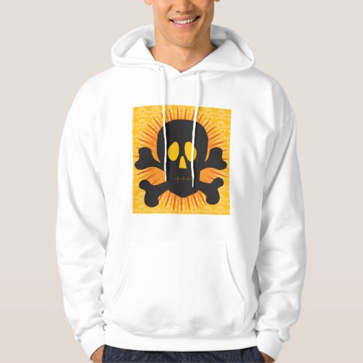 Zwarte schedel en kruisbeenderen Mannen Hoodie (Voorkant)