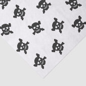 Zwarte schedel en kruisbeenderen op wit tissuepapier (Detail)