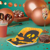 Zwarte schedel en kruisbeenderen papieren bordje