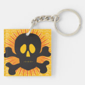 Zwarte schedel en kruisbeenderen sleutelhanger (Achterkant)