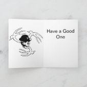 Zwarte schedel en kruisbeenderen Verjaardag Kaart (Binnen)