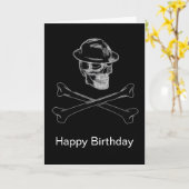 Zwarte schedel en kruisbeenderen Verjaardag Kaart (Gele Bloem)