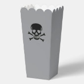 Zwarte Schedel grijze popcorn dozen Bedankdoosjes (Voorkant)