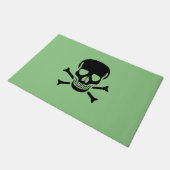 Zwarte Schedel groene grote deurmat (Schuin)
