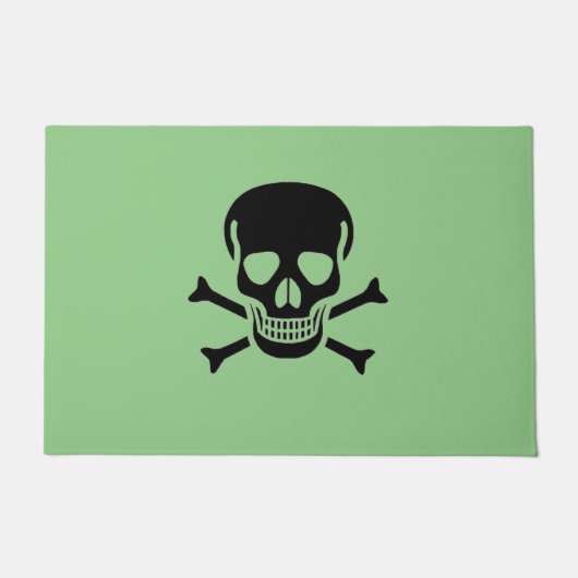 Zwarte Schedel groene grote deurmat (Voorkant)