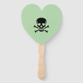 Zwarte Schedel groene hart hand fans Handwaaier (Achterkant)
