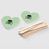 Zwarte Schedel groene hart hand fans Handwaaier (Niet-gemonteerd)