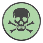 Zwarte Schedel groene hockey puck (Voorkant)