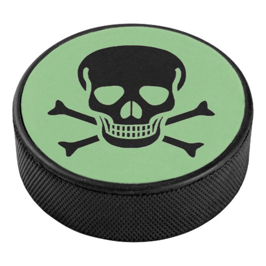 Zwarte Schedel groene hockey puck (3/4)