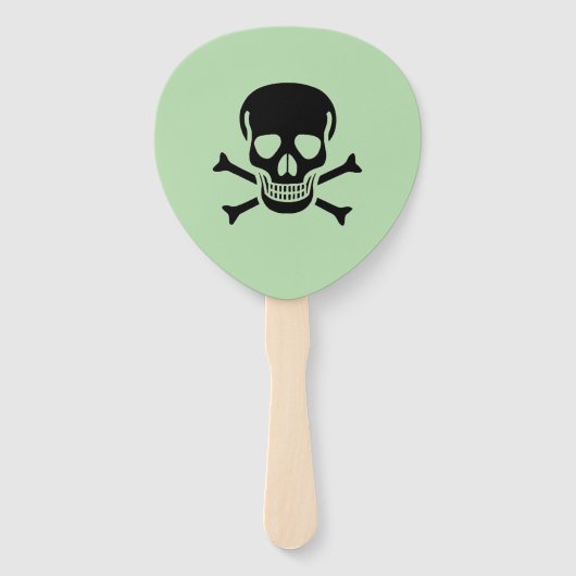 Zwarte Schedel groene peddel handventilatoren Handwaaier (Voorkant)