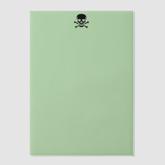 Zwarte Schedel groene vellum papieren Vellum Uitnodigingen (Voorkant)