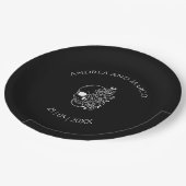 Zwarte schedel Halloween Gotische bruiloft douche Papieren Bordje (Gekanteld)