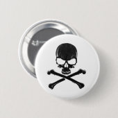 Zwarte schedel/kruisbot ronde button 5,7 cm (Voorkant /achterkant)