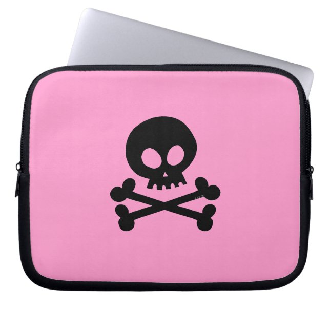 Zwarte schedel laptop sleeve (Voorkant)