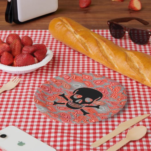 Zwarte schedel Lava papier borden Papieren Bordje (Picknick)