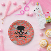 Zwarte schedel Lava papier borden Papieren Bordje (Feest)