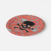 Zwarte schedel Lava papier borden Papieren Bordje (Gekanteld)