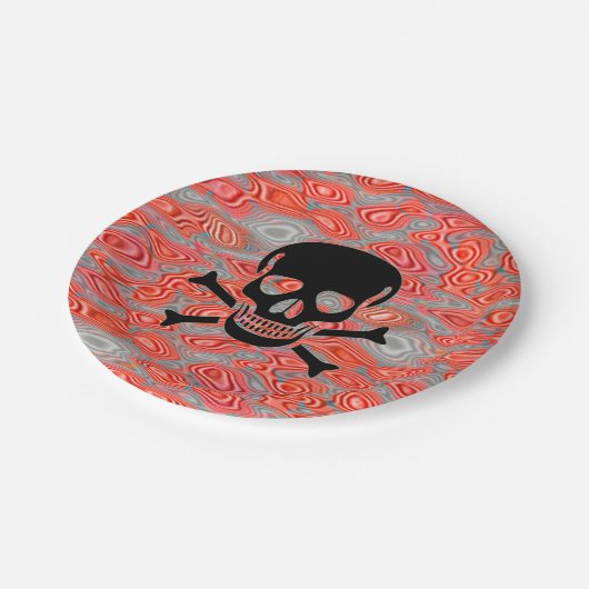 Zwarte schedel Lava papier borden Papieren Bordje (Gekanteld)