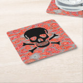 Zwarte Schedel Lava papier drink onderzetters (Schuin)