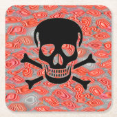 Zwarte Schedel Lava papier drink onderzetters (Voorkant)