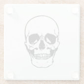 Zwarte schedel lijn tekening glazen onderzetter (Achterkant)