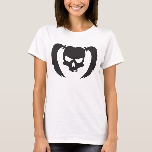 Zwarte schedel met biggen t-shirt (Voorkant)