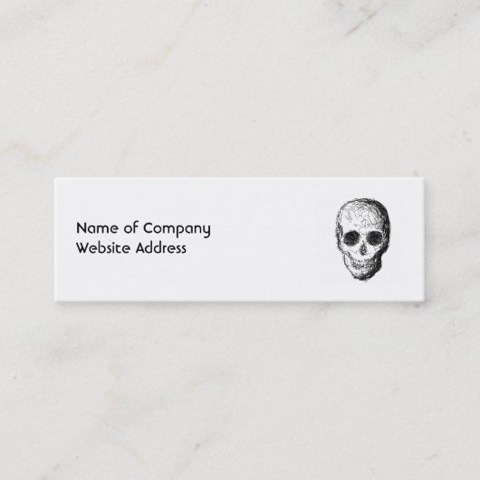 Zwarte schedel. mini visitekaartje (Voorkant)