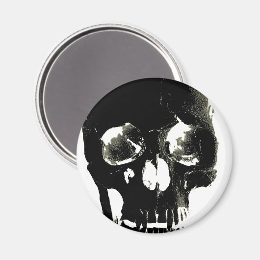Zwarte schedel - Negatief Afbeelding Magneet (Voorkant / Achterkant)