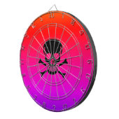 Zwarte schedel neon dartboard dartbord (Voorkant Rechts)