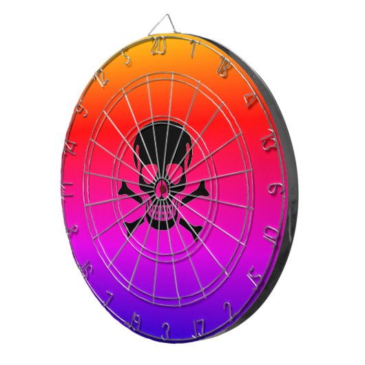 Zwarte schedel neon dartboard dartbord (Voorkant Rechts)