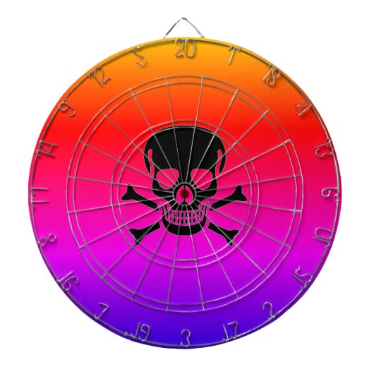 Zwarte schedel neon dartboard dartbord (Voorkant)