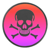 Zwarte Schedel neon hockey puck (Voorkant)