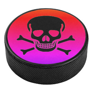 Zwarte Schedel neon hockey puck
